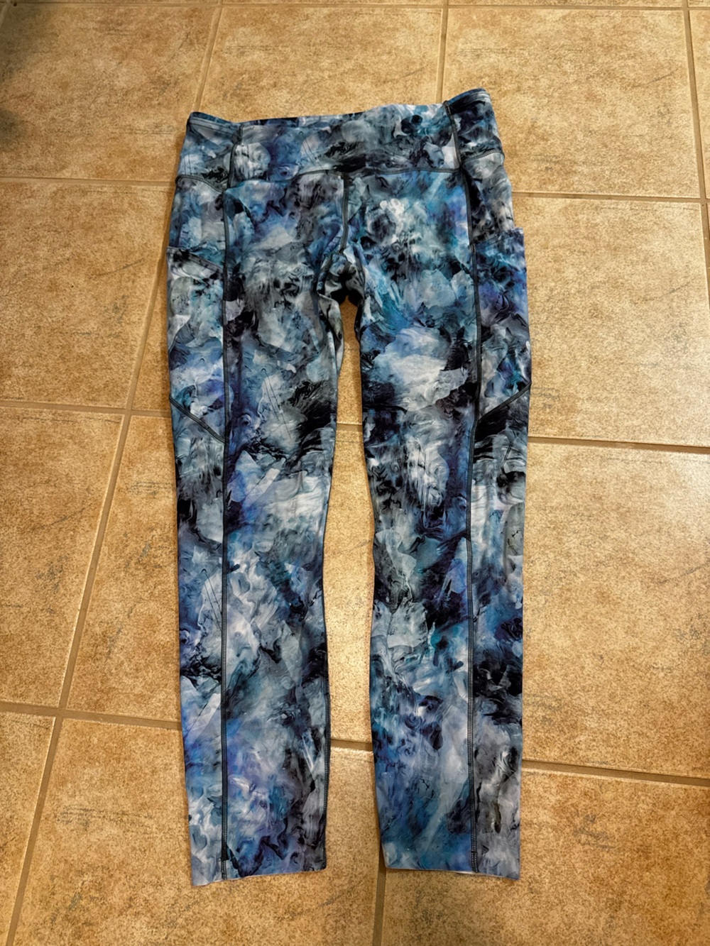 lululemon athletica Blue, Black and White Marble-Print Leggings